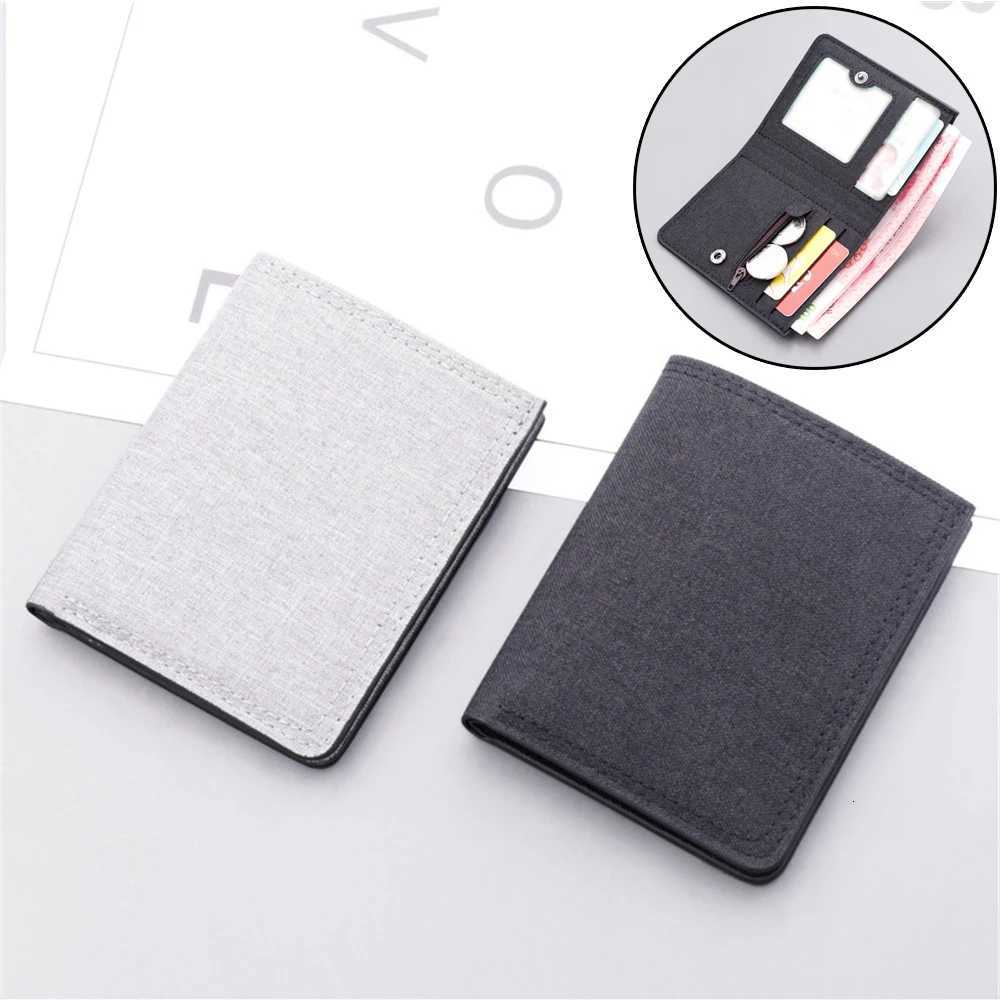 Mens Slim Short Canvas Wallet Luxury Brand Designer Male Small Minimalist Purse Coin Pouch Card Holder Mini Vertical Wallet W250911