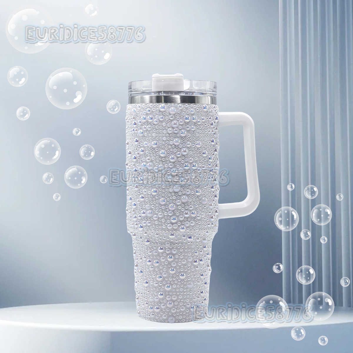 Pearl Diamond Insulated Cup Exquisite 40oz with Handle Portable Car Cup Stainless Steel Water Cup Portable Car Cup H250911