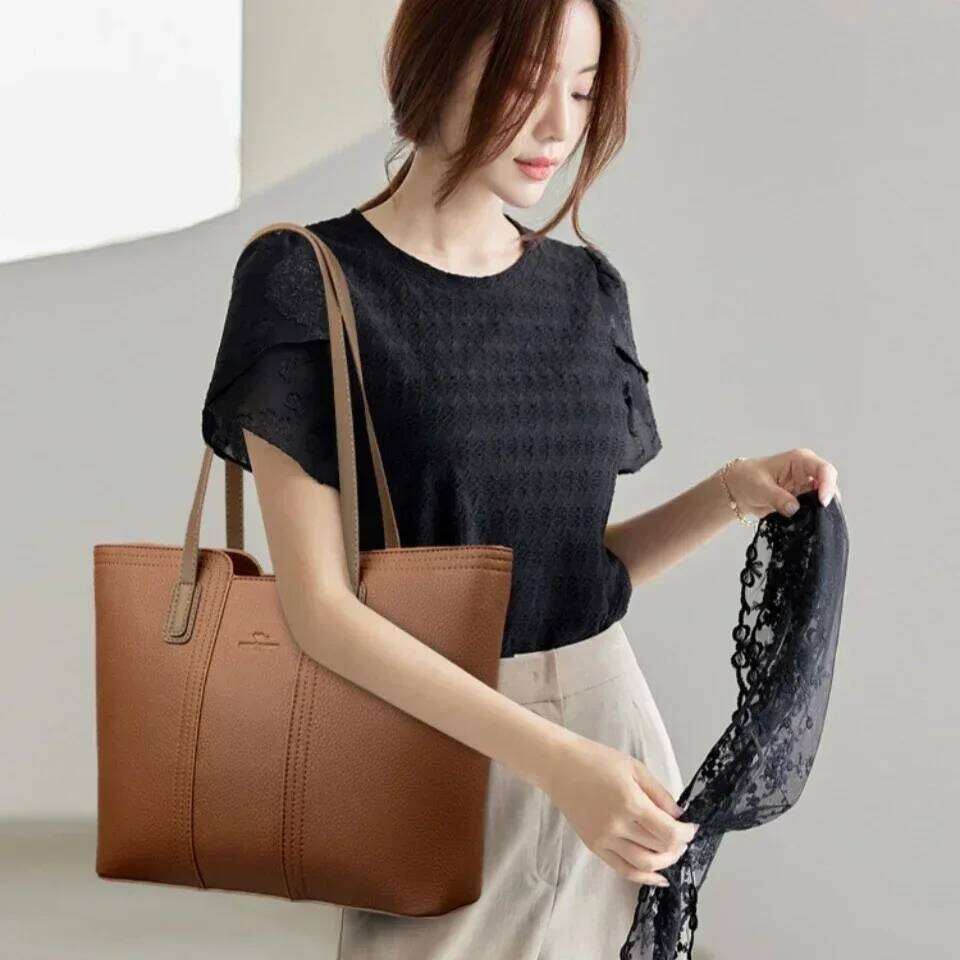 Solid Big Hand Bag For Women Designer Shoulder Top Handle Bags Large Capacity Tote Ladies Purses And Handbags Sac A Main