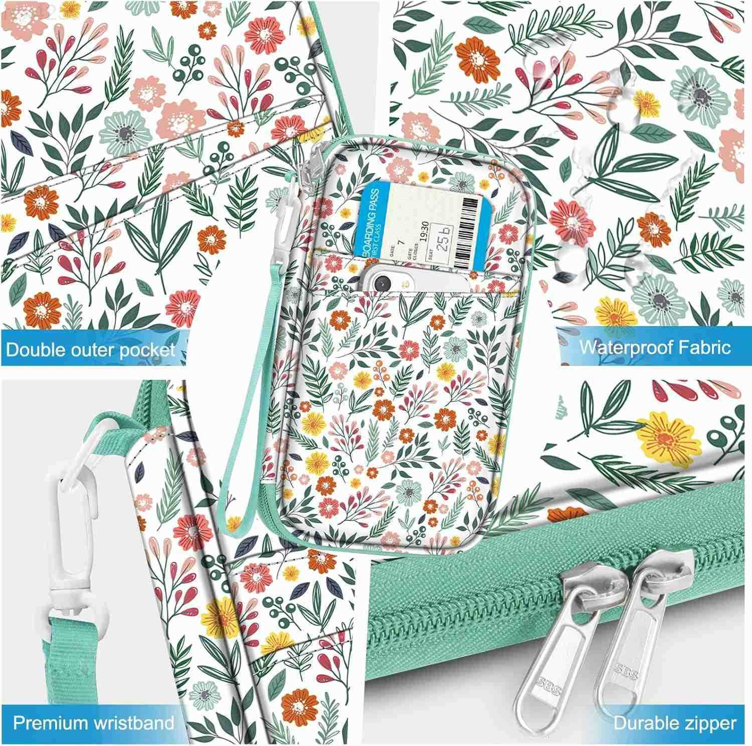 Family Passport Holder for Travel 6 People Big Capacity RFID Blocking Travel Document Organizer Clutch Bag with Pen Holder Keychain Credit Cards Case 