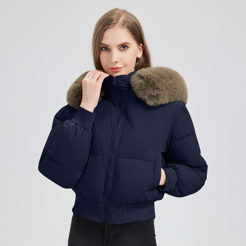 Winter Style Fur Collar Casual Versatile Jacket for Women, Short Warm Cotton Coat, New Hooded Outerwear