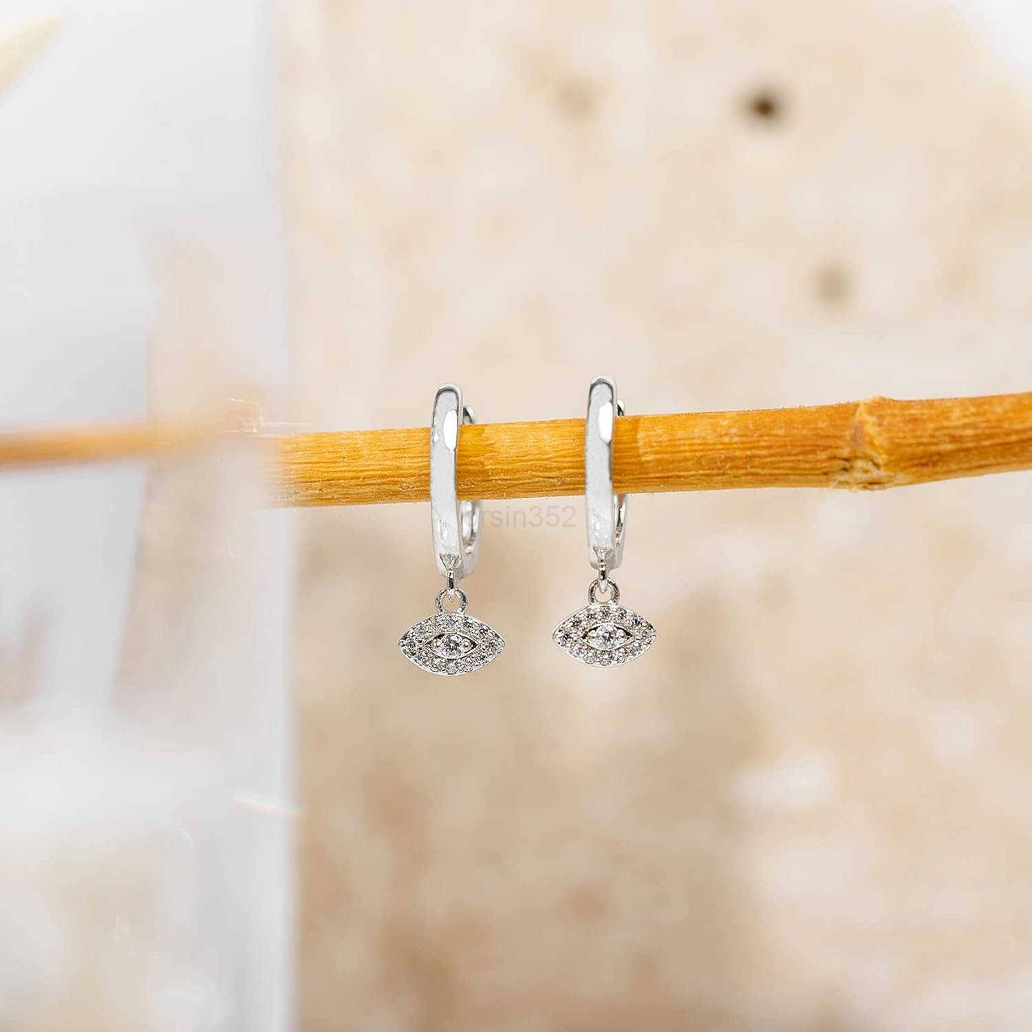 14K Gold Plated S925 Sterling Silver Post Lightweight DropDangle Huggie Earrings for Women Religious Ornament Cross Evil Eye Clover Celtic Dainty Earr