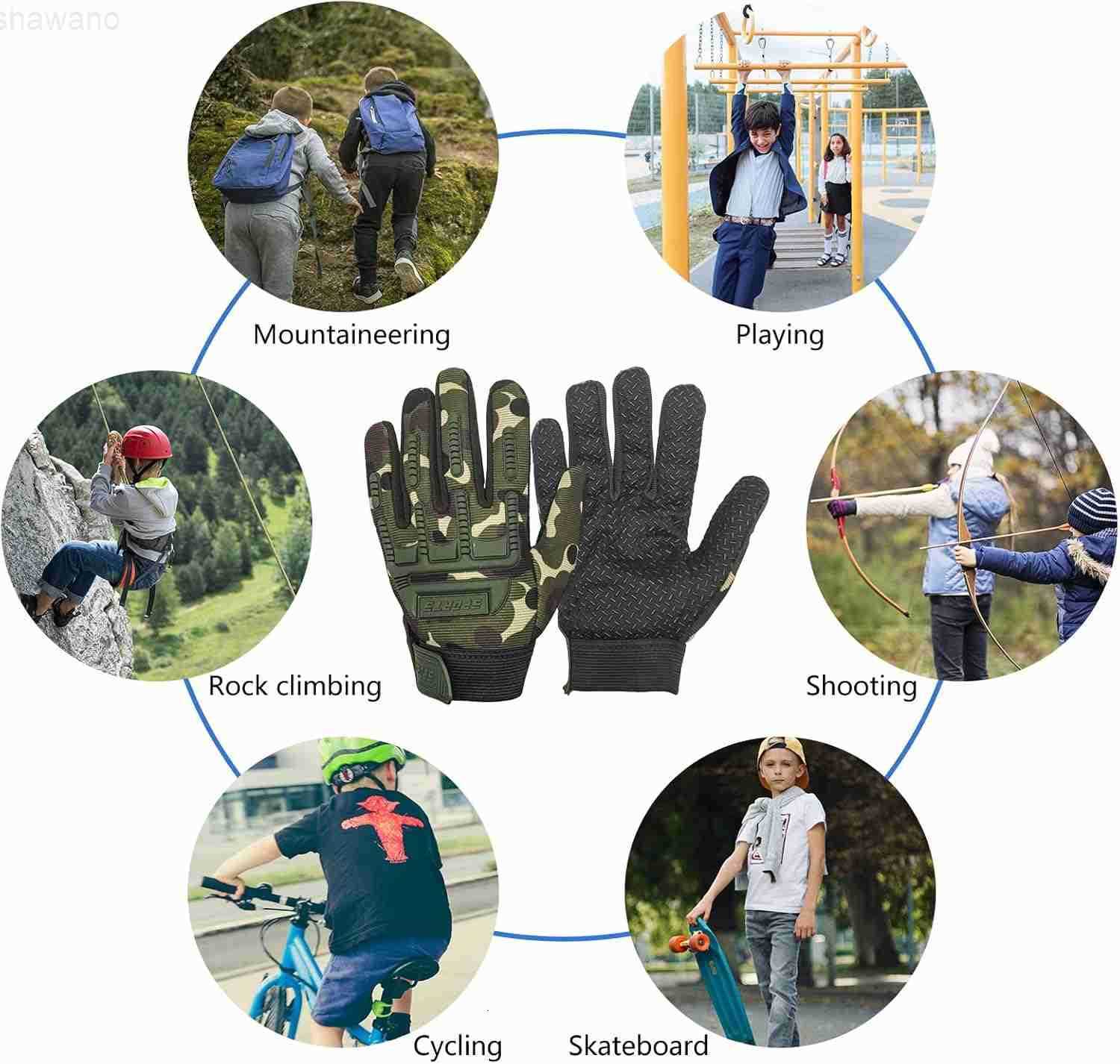Long Keeper Kids Cycling Tactical Gloves Boys Sport Climbing Fishing Gloves Anti Slip Full Finger GlovesW250911