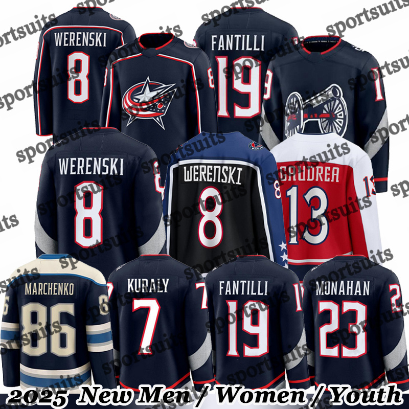 #38 Boone Jenner 2025 Stadium Series hockey jersey blue jackets #23 Sean Monahan Adam Fantilli Kirill Marchenko Johnny Gaudreau Denton Mateychuk jerseys men