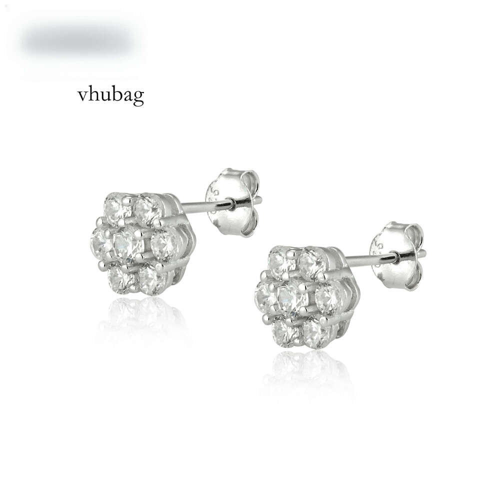 Cluster Flower S D Color VVS Men Women Hip Hop Jewelry Sterling Sier Moissanite Stud Earrings