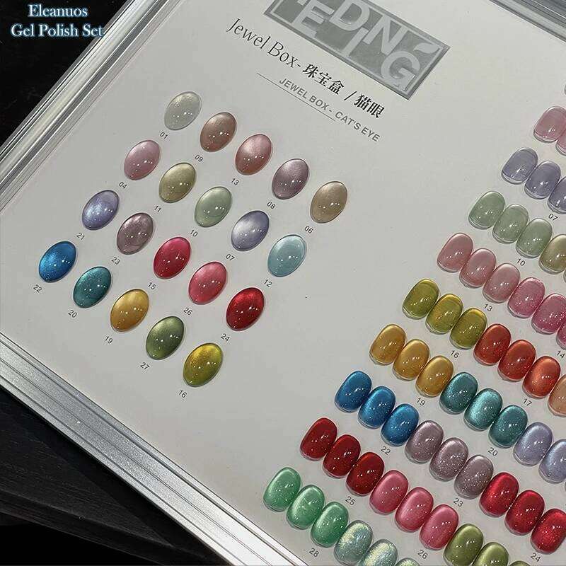 Eleanuso Jewelry Gel Polished 30Pcs Mixed Clearcoat Shiny Durable Candy Color UV Star Primer Nail Cat's Eye