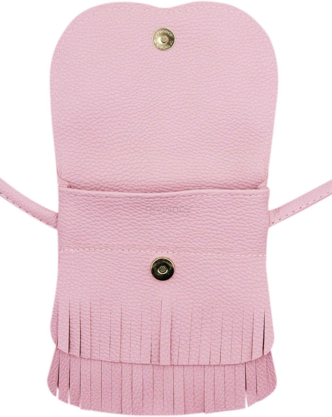 Tassel Shoulder Bag Small Coin Purse Crossbody SaTChel for kids girls Pink 51 x 59W250911