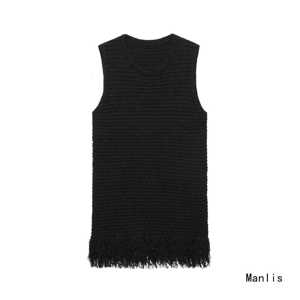 DHEssentials Summer New 2025 Women's Fashion Small Fragrance Style Fashionable Tassel Decorated Plaid Knitted Dress