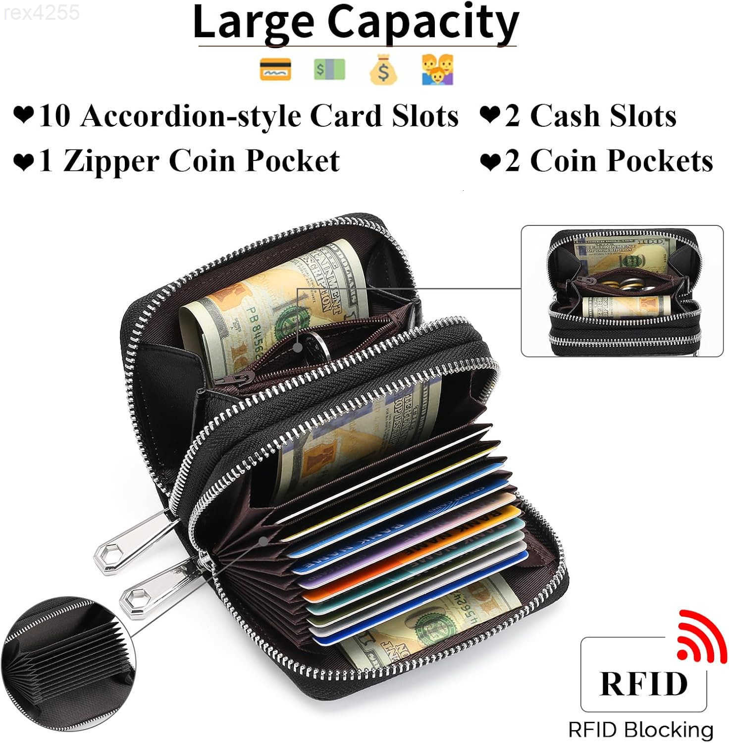 Small Genuine Leather Wallet for Women RFID Blocking Credit Card Holder WalletW250911