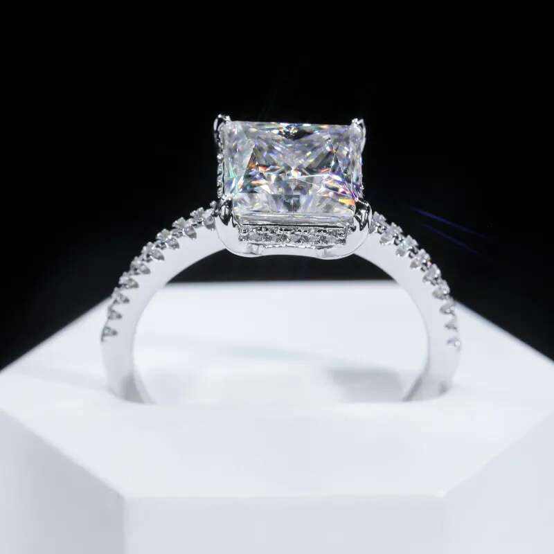 Cluster Rings COSFIX D Color Women Moissanite Ring Sier Oval Cut For 3ct Full