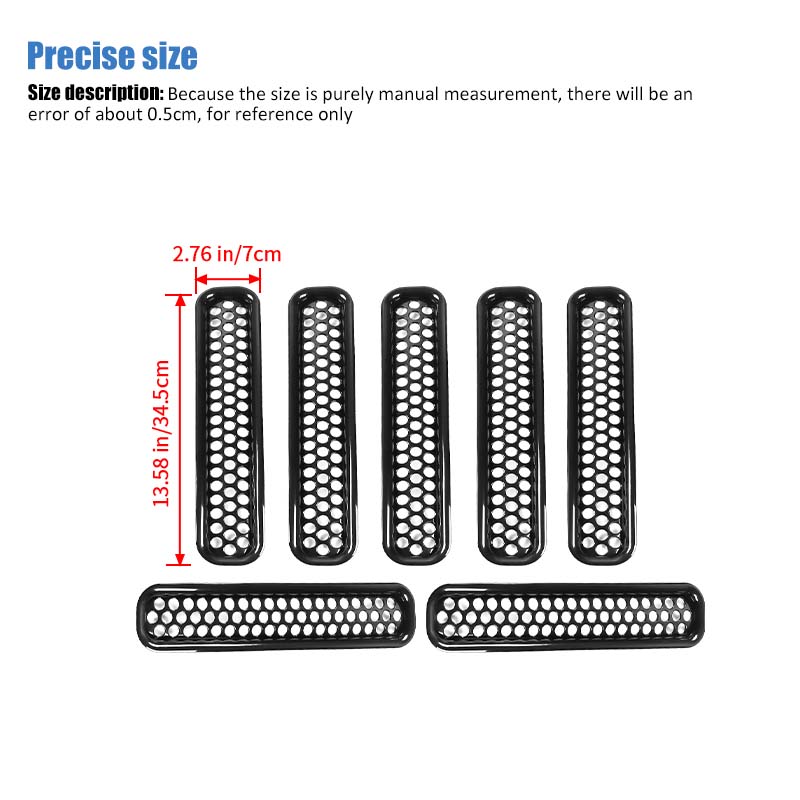 ABS Black Car Front Grille Trim Ring For Jeep Wrangler TJ 1997-2006 External Decorative Accessories