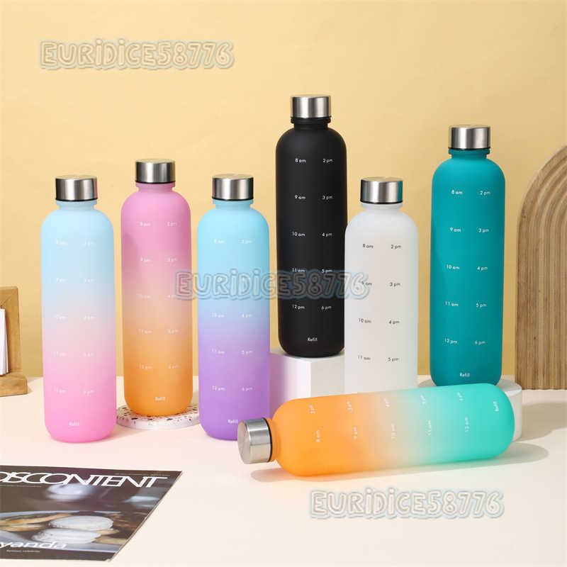 Gradient Color Plastic Small Mouth Bottle Outdoor Large Capacity Space Cup Frosted Sports Portable Water Bottle New Simple Design H250911