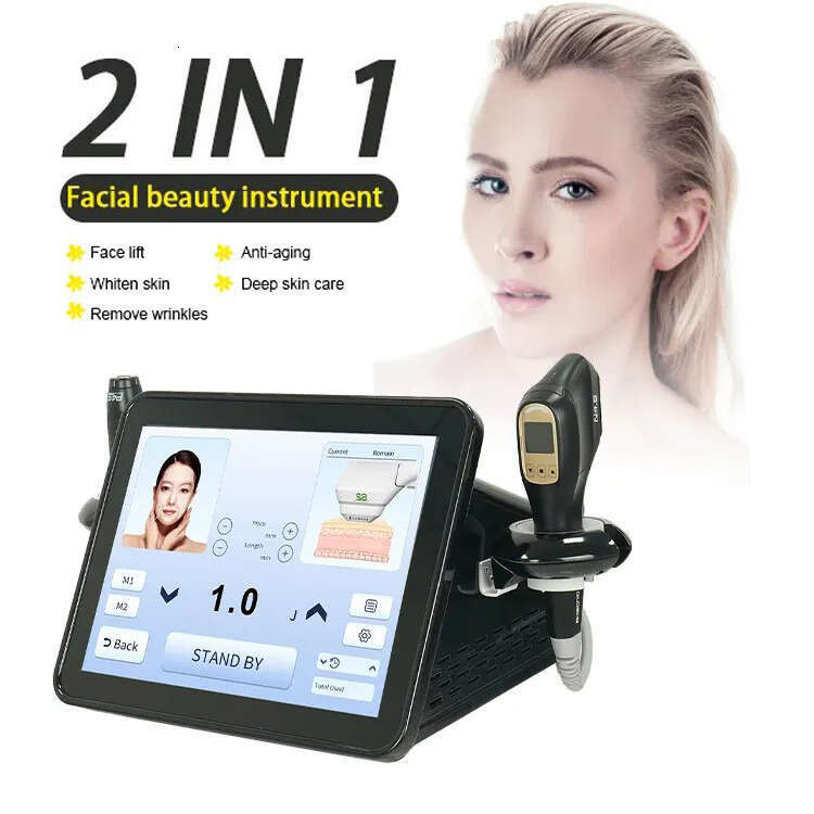 Hot Cutting-Edge 2 In 1 7D HIFU Anti-Aging New High Intensity Focused Ultrasound Face Contouring Crow's Feet Fine Lines Improving Smas Beauty Ins