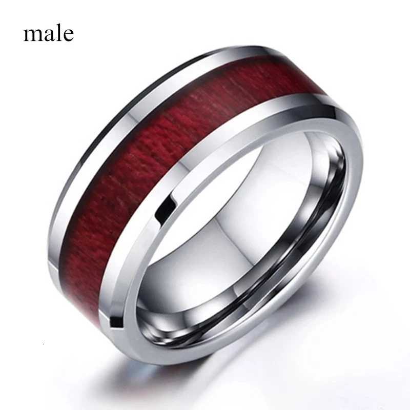 2021 Couple Ring Women White Gold Color Heart Garnet Ring Men Stainless Steel Wedding Engagement Band Valentine Day Gift Jewelry W250911