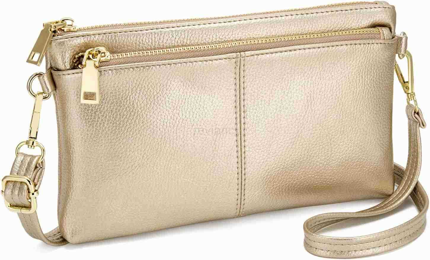Triple Zip Small Crossbody Bag Lightweight Purses Vegan Leather Wristlet Clutch Includes Adjustable ShoulderW250911