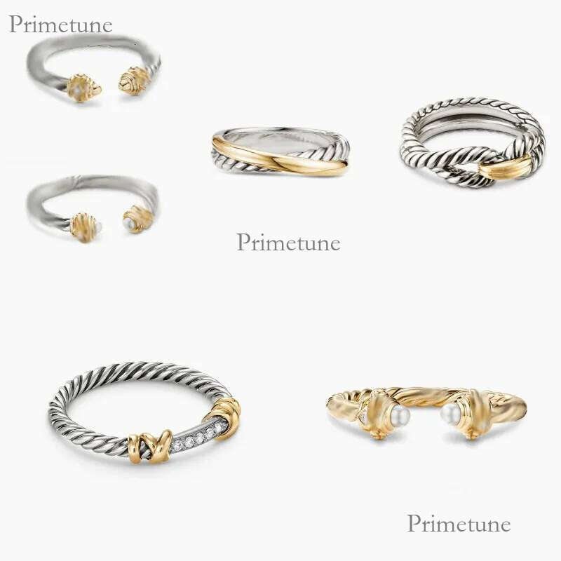 Designer Rings For Men Women Twisted Braided With Box Band Fashion Jewelry Gold Plated With Drill Ring Cable Wire Vintage X Shape Ring Engagement Hot Gifts A5c