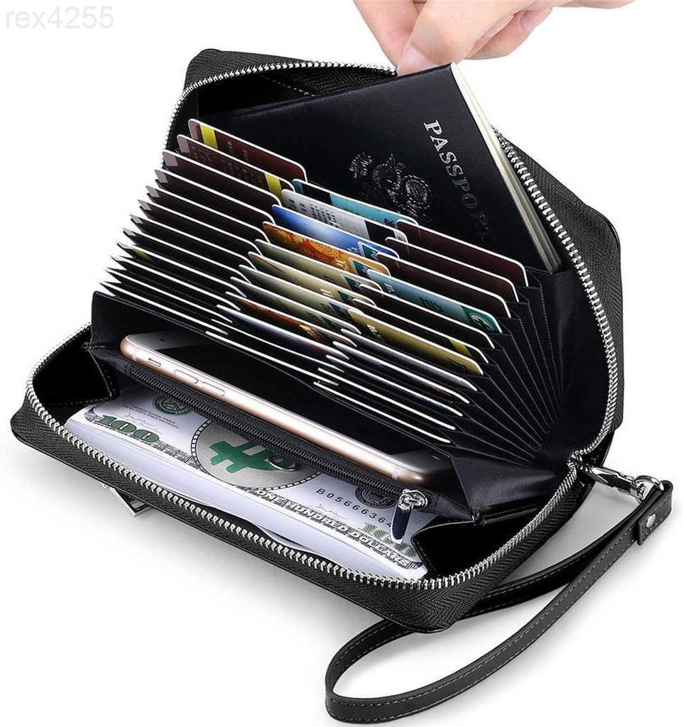 Womens RFID Blocking Leather Wallet Credit Card Holder Zipper Clutch PurseW250911