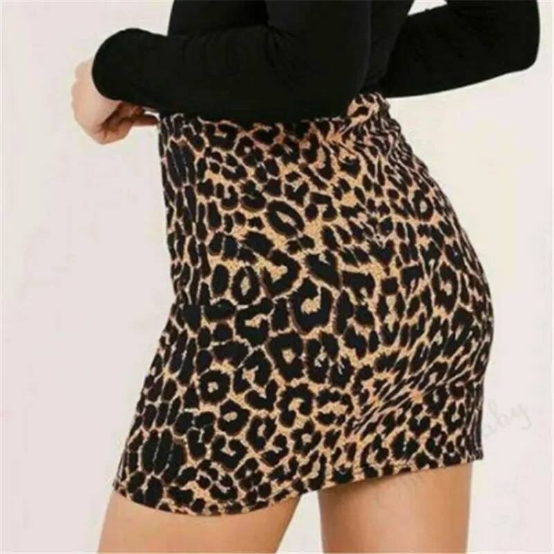 Leopard Printing High Waist Sexy Pencil Bodycon Pack Hip Mini Skirt For Women dongdumaoyi