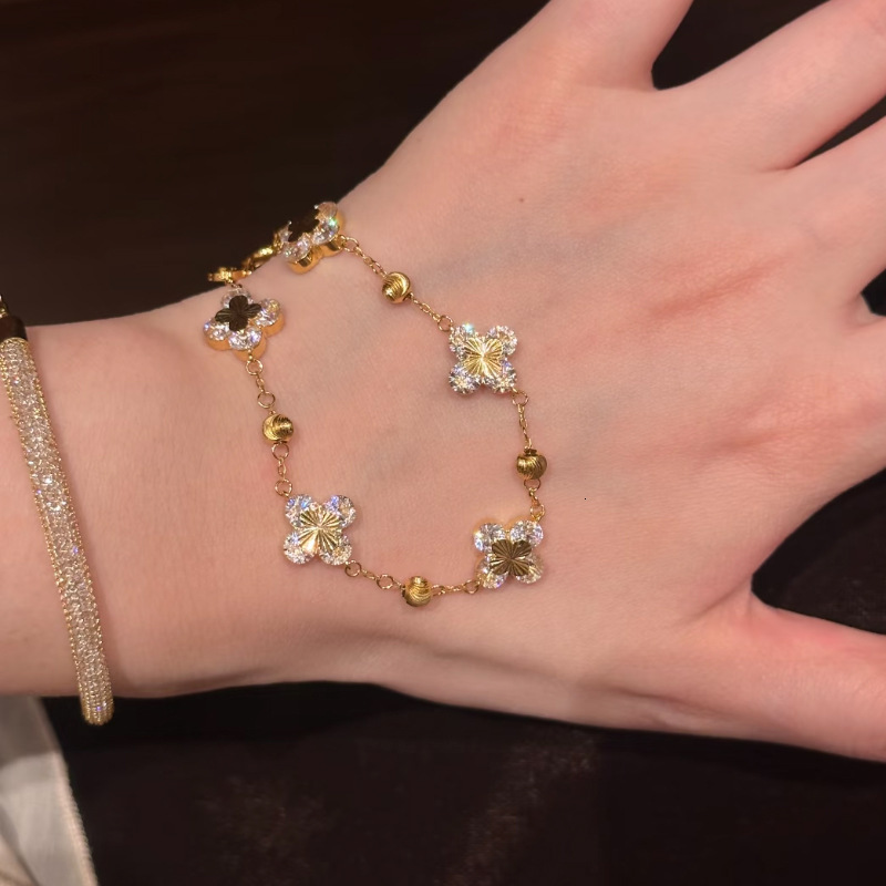 Four leaf Clover Bracelet for Women 2025 New Laser Brushed Double-sided Bracelet