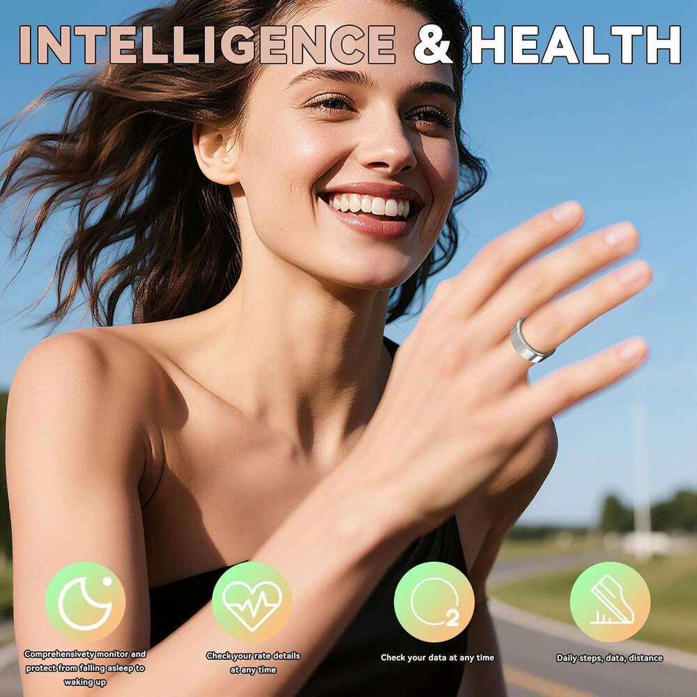 MUMUCREAM Smart Rings Women Men,Fiess Tracker Ring, APP Subscription,IP68 Waterproof,Sleep Ring for Android & iOS(Black 1-4)