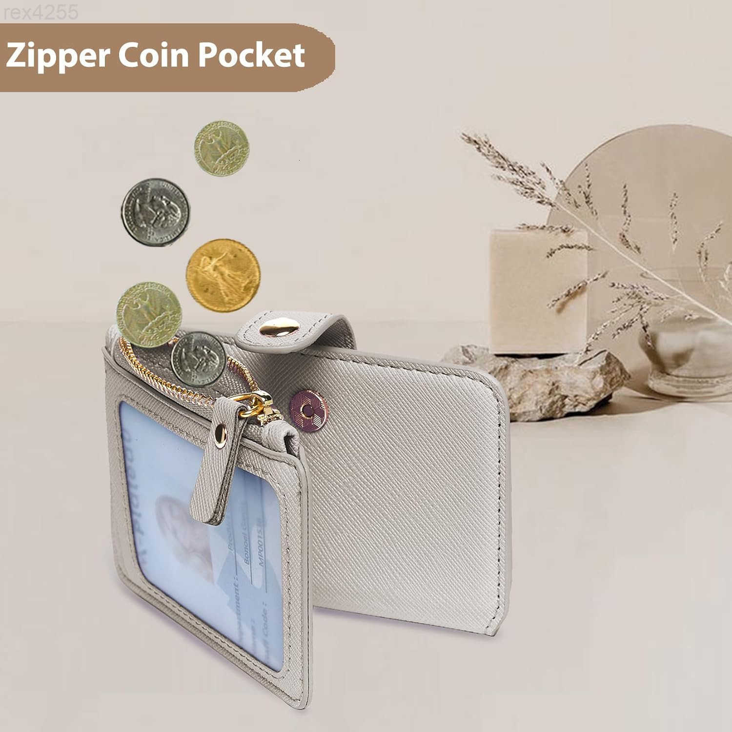Wristlet Keychain Wallet Key ring Bracelet with Wrist Wallet for Women with Key Holder Gift BoxBeigeW250910
