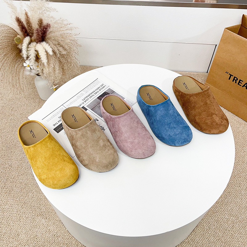 Autumn new designer women's shoes thick soled shoes outdoor retro women's shoes worn for lazy people half slippers toe caps half slippers
