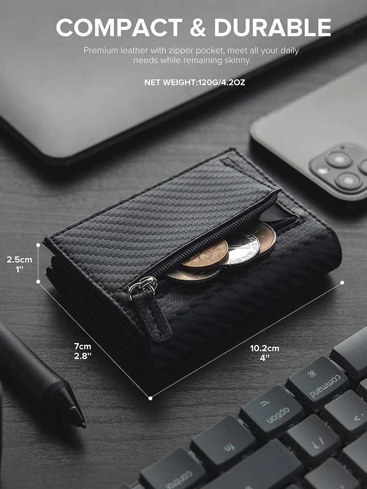 YATBEST Mens Credit Card Holder RFID AntiTheft Brush Magnetic Suction Portable PopUp Wallet With Zipper Coin Pocket W250911