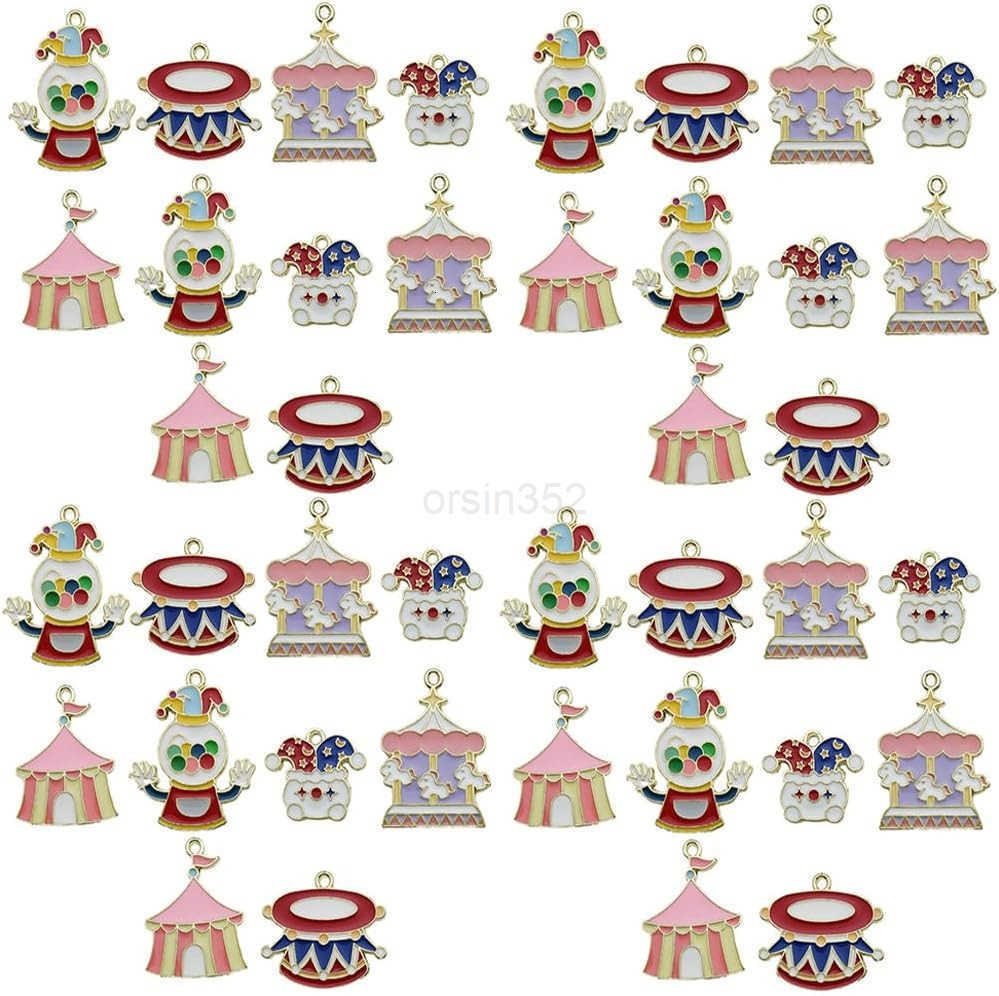 30pcs Alloy enamel circus series Pendant Jewelry Making DIY Keychain Earrings Pendant Various Design Charms for Jewelry Making s Necklace SN581W250911