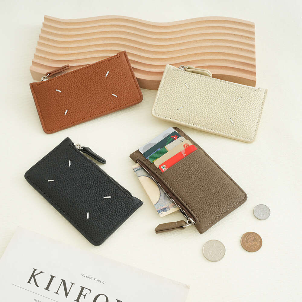 Women's Genuine Leather Card Holder Ultra-thin Compact Japanese and Korean Style Multi-card Slot Small Wallet Top Layer Cowhide Zipper Coin Purse