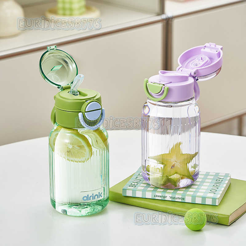 Student Straw Cup Childrens Sports Water Cup Plastic Cup Portable Dual Drinking Convenient Cup Unisex Simple Space Cup H250911