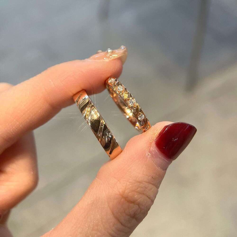 Shangjia Xuan Love Women's Wedding Diamond Ring Niche Couple Rings Ins Valentine's Day Wave Shape