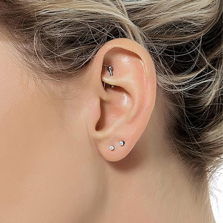 10 Pairs 20G 2mm Tiny Stud Earrings 316L Stainless Steel Small CZ Earring Set For Men Women Black Tone