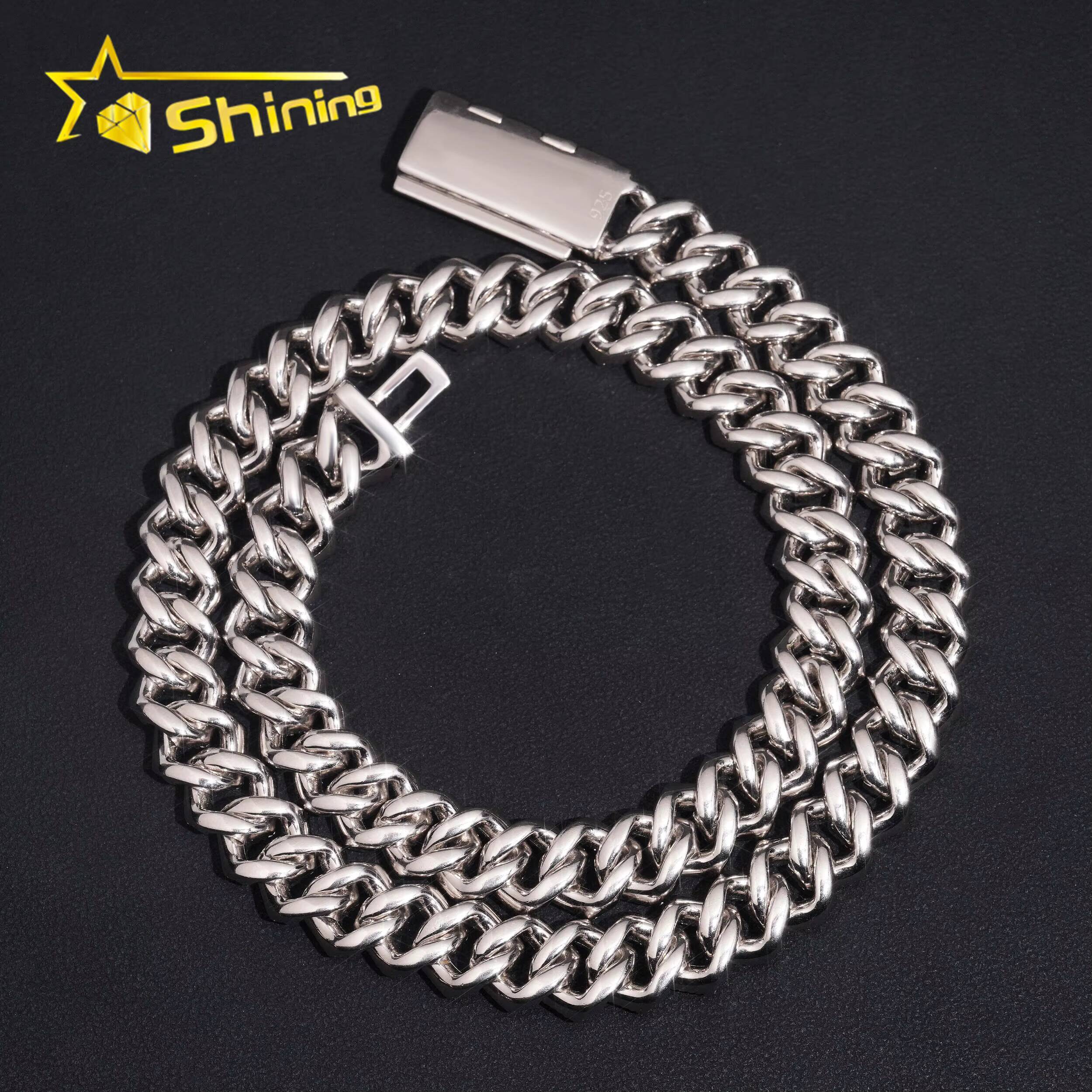Men Hip Hop 125mm Cuban Link Chain 925 Sterling Silver Moissanite Jewelry Custom Iced Out D VVS Moissanite Necklace Daily Wear