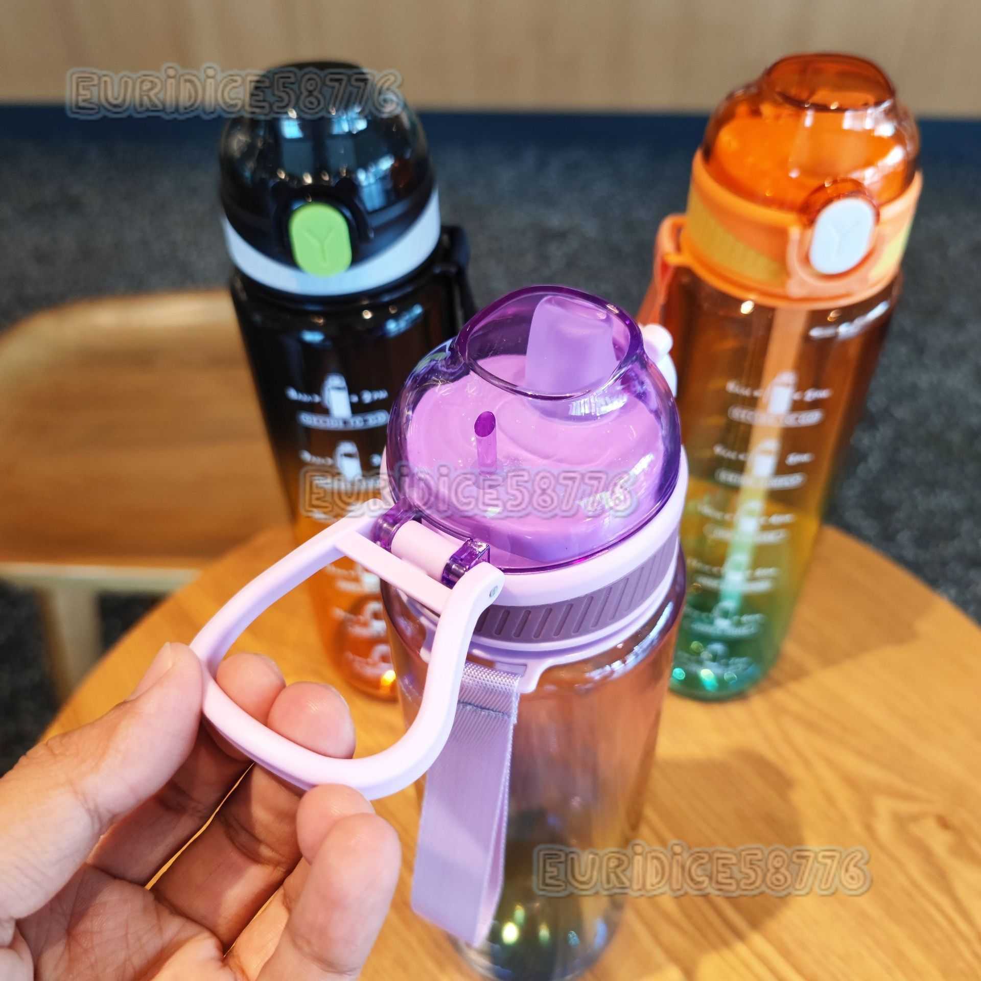 New Transparent Gradient Duckbill Plastic Graduated Travel Cup Outdoor Fitness Sports Straw Space Cup H250911