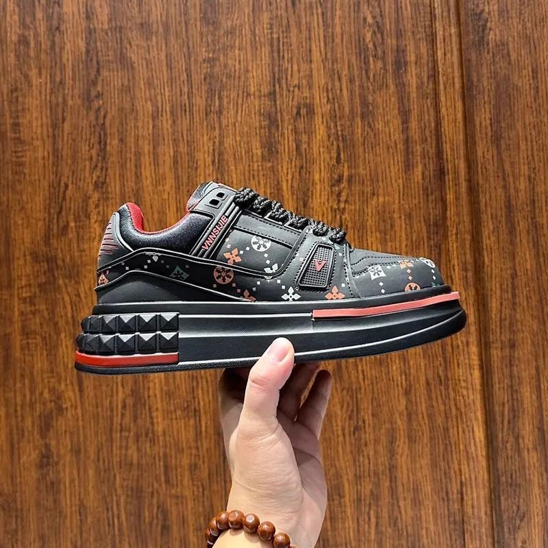 Free shipping designer New mens shoes fashionable printed casual board shoes thick sole height increasing versatile comfortable sports dad shoes