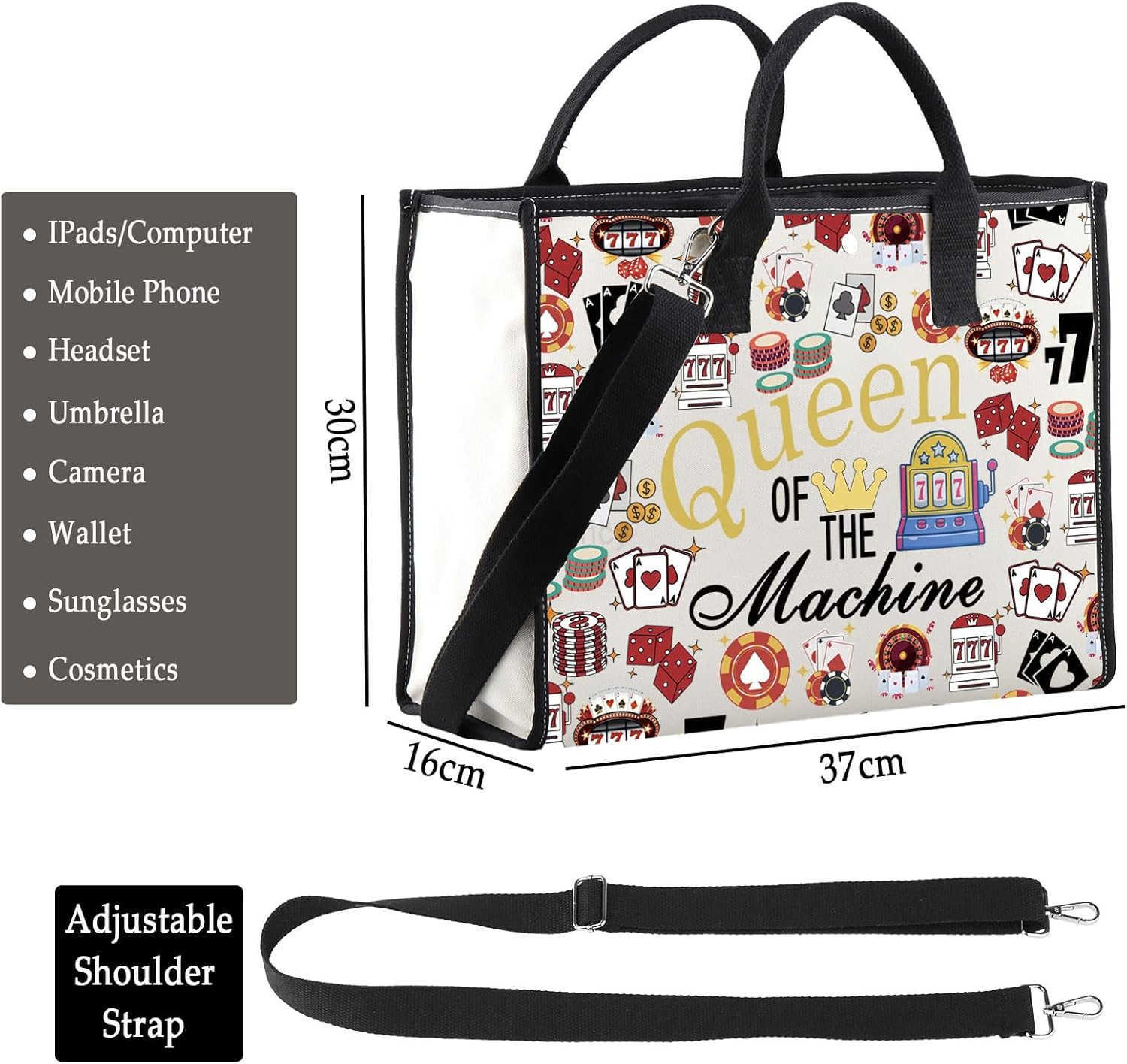 Cross Body Bag Casino Gambling Lover Gift Queen Of The Machine Messenger Bag Slot Gambling Lucky GiftW250911