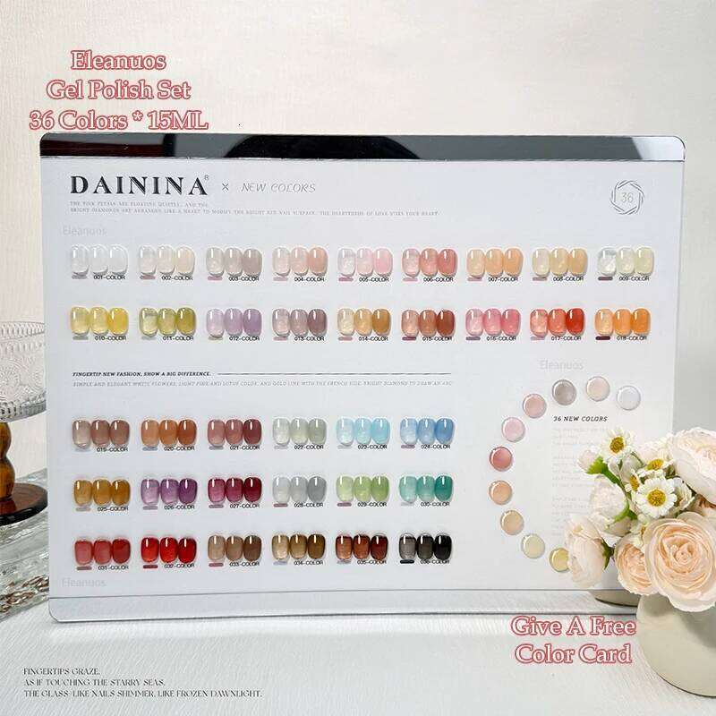 Eleanuos Summer Jelly Ice Color Polishing 36Pcs Mixed Varnish Gel Durable Primer Finish Jade Grease Cream UV LED Nail Salon