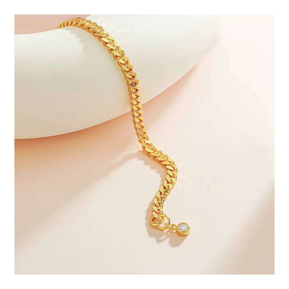 High Quality Sterling Sier Fashion Fine Jewelry Gold Plated Figaro Link Hand Chain Chunky Moissanite Bracelet