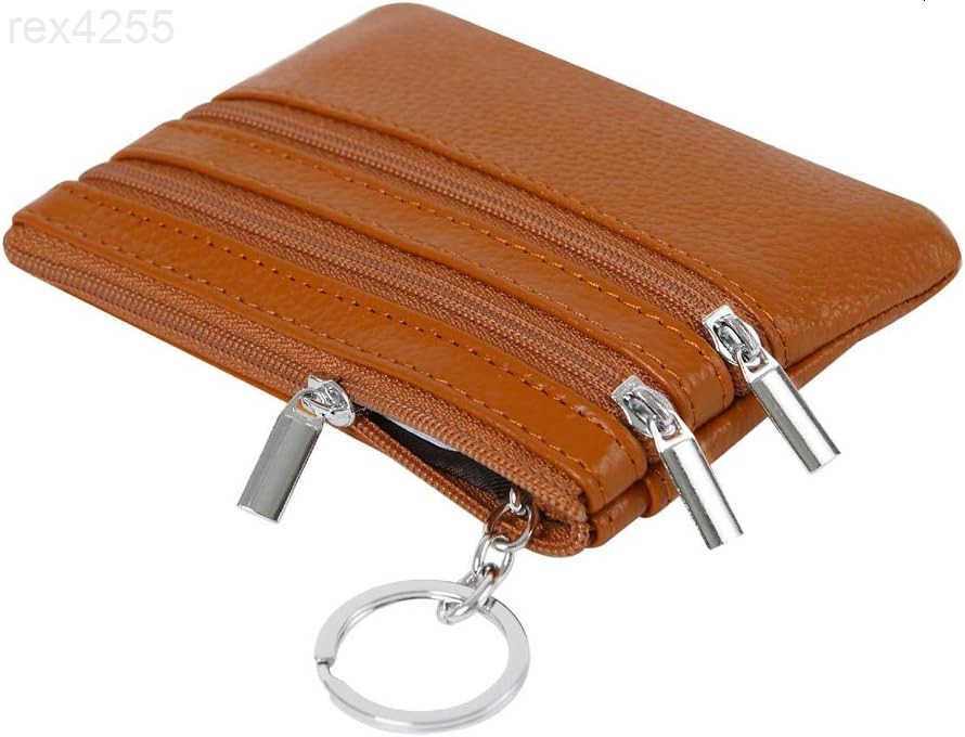Womens Genuine Leather Coin Purse Mini Pouch Change Wallet with KeychainW250910