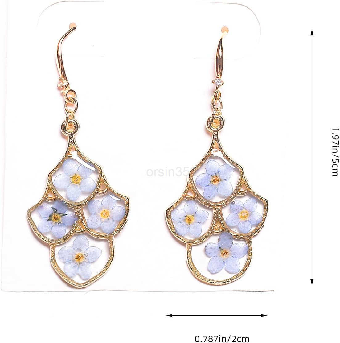 925 Sterling Silver Handmade Pressed Flower Earrings Elegant Hypoallergenic Dangle Jewelry Eternal Gift with BoxesW250911