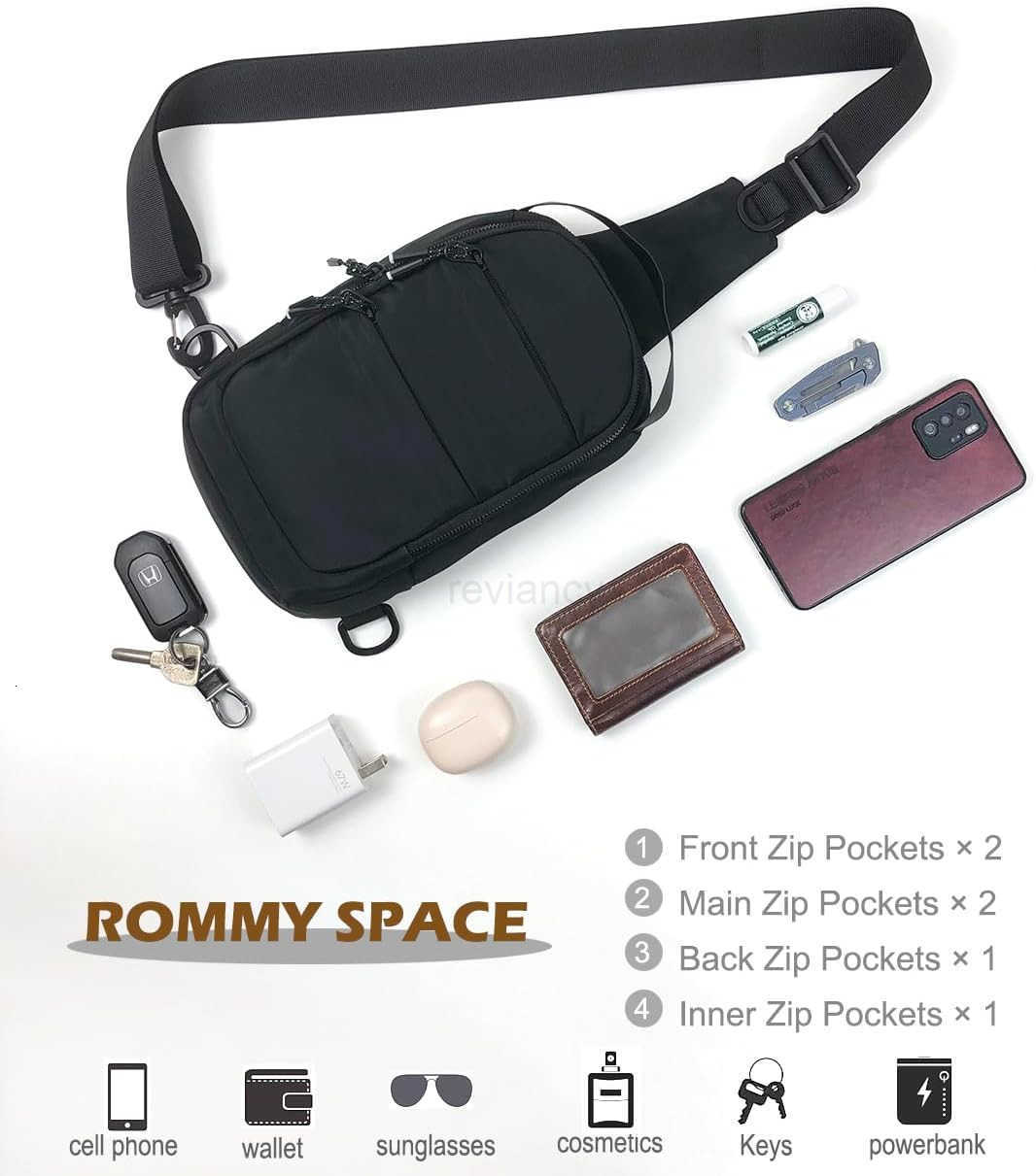 Small Crossbody Bags for Men Women Mini Sling Bag Lightweight Chest Bag for Hiking Travel SportsW250911