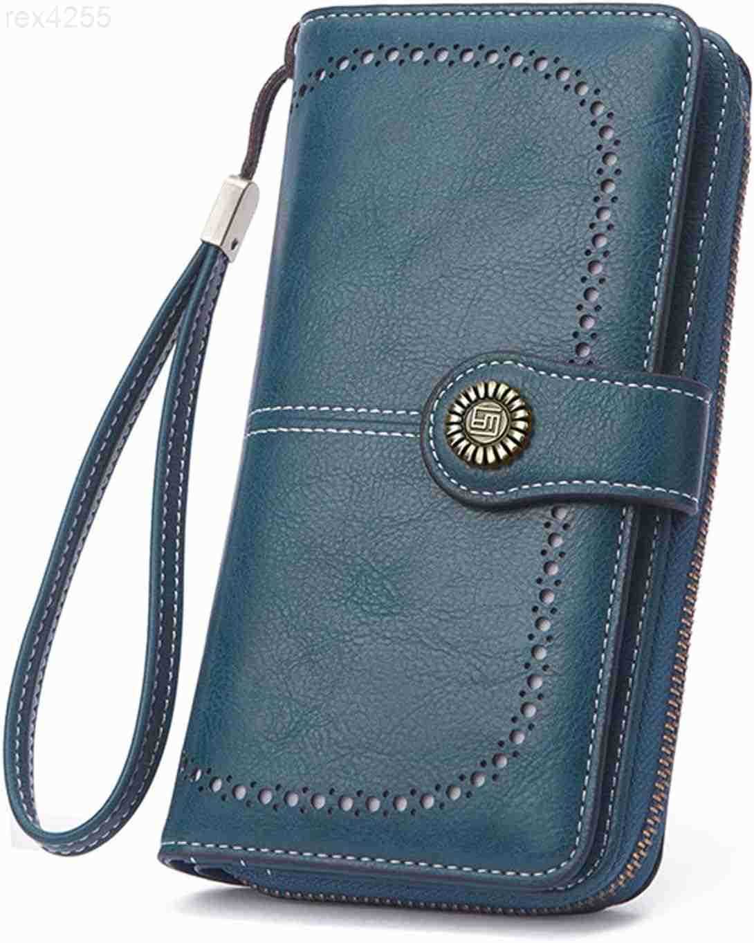 Red Wallet for Women PU Leather Large Capacity RFID TriFold Wallets with Wrist Strap and Zipper for Hold Credit CardsCell PhonesKeys Girlfriends Mothe