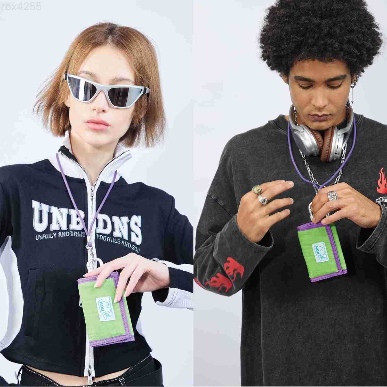 Rough Enough Kids Wallet for Boys Girls Heavy Duty Nylon Wallet with Neck Lanyard Keychain for Travel Outdoor Activities Green PurpleW250911