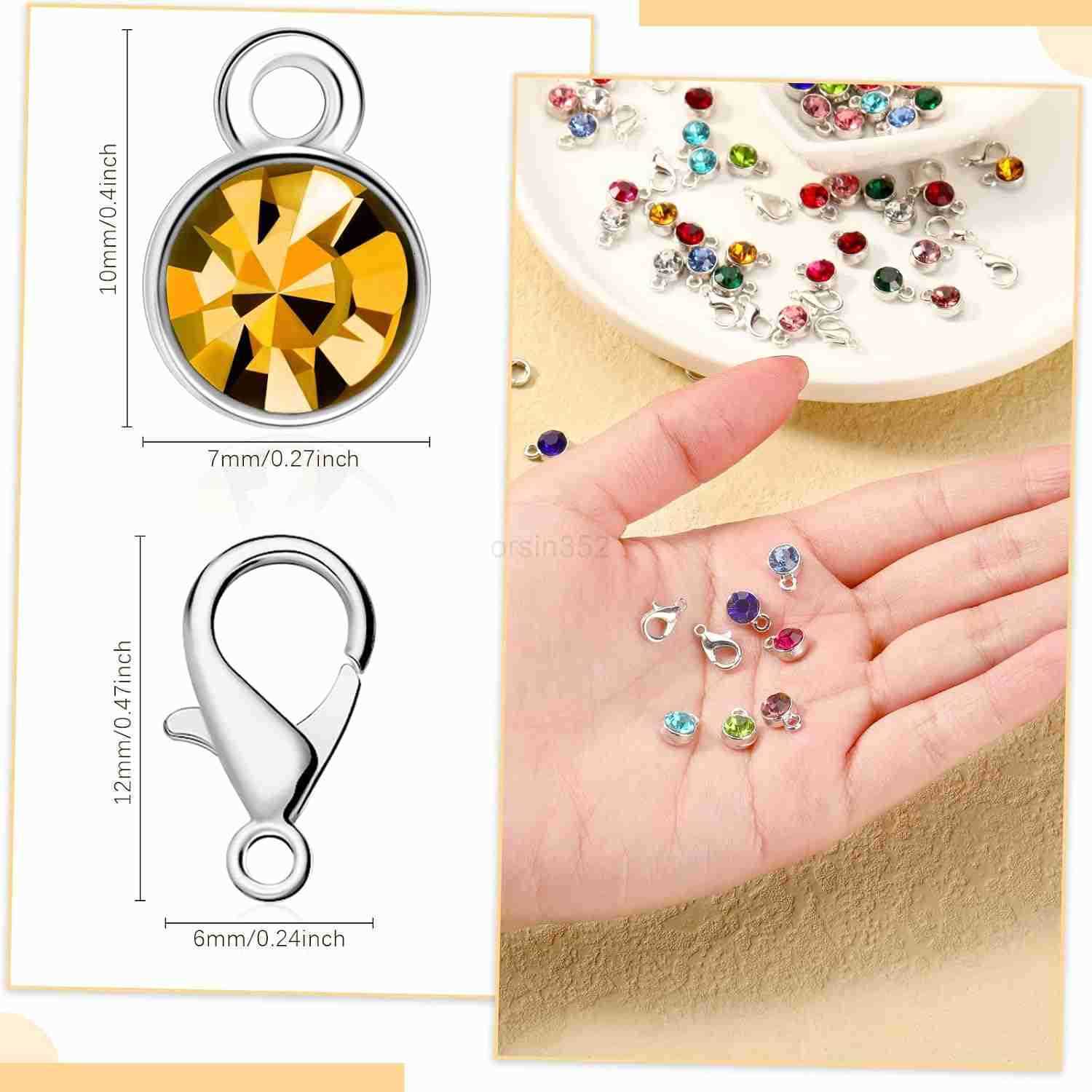 120 Pcs Birthstone Charms for Jewelry Making Handmade DIY Crystal Birthstone Beads Bling Round Charms Enamel for Birthday Christmas Jewelry MakingW250