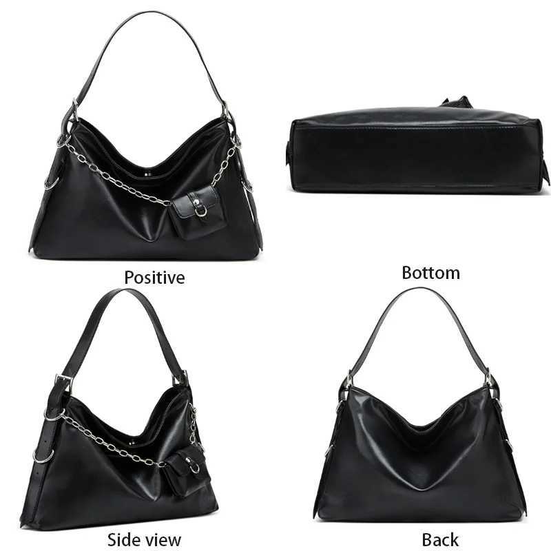Black Womens Shoulder Bags Large Capacity PU Chain Crossbody Bag With A Small Wallet Bag For Female Z250911