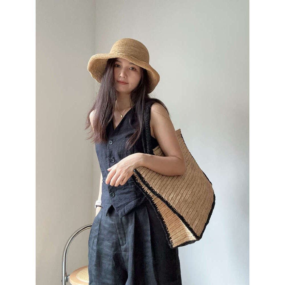 Designer Bag Tote Bag Shoulder Bag French Niche Design Tote For Women Large Capacity Color Block Woven Handbag Raffia Handwoven Shoulder Bag