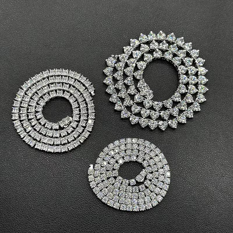 Fine Jewelry Pass Diamond Test S925 Sterling Silver Hip Hop Diamond Necklace GRA Moissanite Tennis Chain