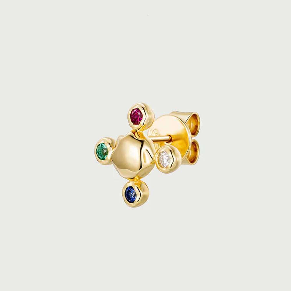 14k Gold Red Ruby White Moissanite Blue Sapphire Emerald Gemstone Stud Fashion Fine Sier Earrings