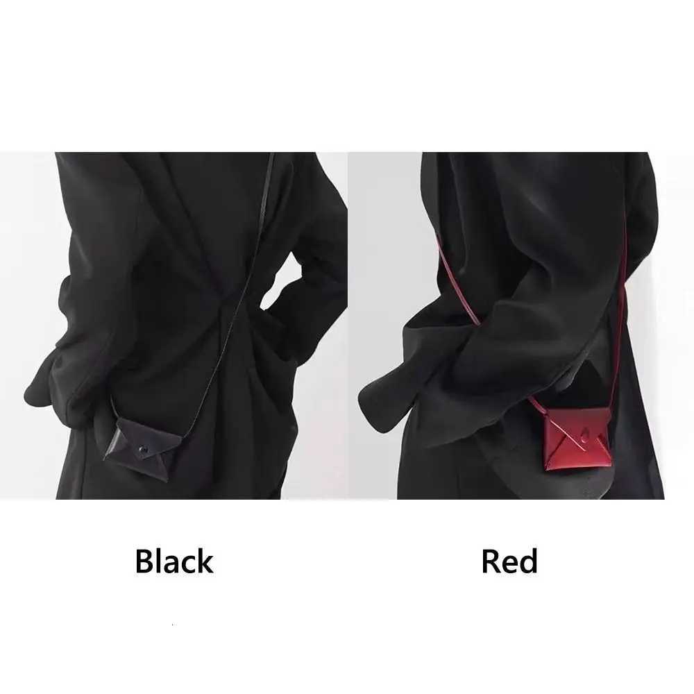 BlackRed Mini Bag Necklace Solid Color Waist Bag Durable PU Leather Shoulder Bag Multifunctional Crossbody Bag Coin Purse W250911