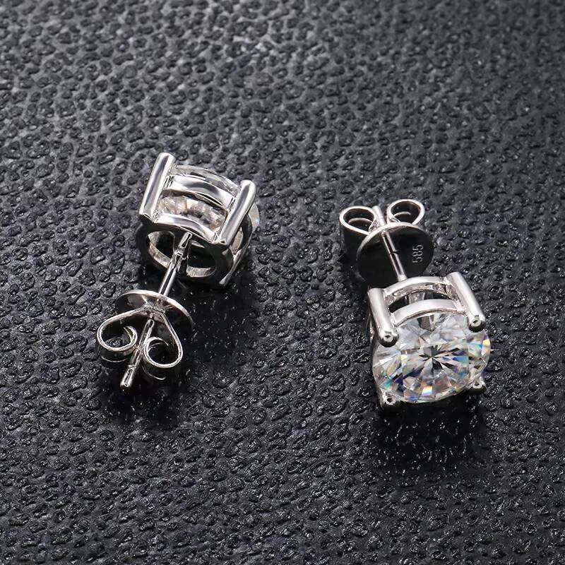 Drop Ship Sier/10k/14k/ Gold 0.5ct Moissanite and Lab Dia Fine Stud Earrings Jewelry Women